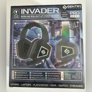 Sentry Invader Pro Series RGB Gaming Headset Boom Mic Stereo 3.5mm PS5 Xbox PC